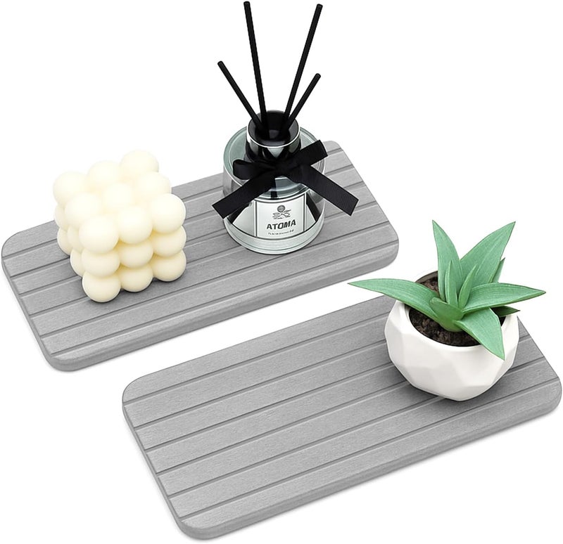 Deceram Diatomaceous Earth Dish Drying Mat for Kitchen Sink Bathroom Counter Trays Water Absorbing Stone Drying Tray Diatomite Soap Dish Coasters Absorbent Stone Quick Dry Sink Trays Kitchen Accessories - Image 1